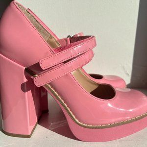 Steve Madden Twice Pink Women's Patent Leather Mary Jane Heels